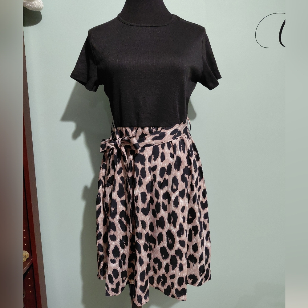 Leopard Print Dress A-Line Bohemian, Animal Print, Leopard Print NWOT